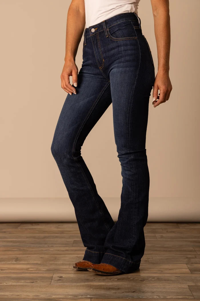 Kimes Ranch Women's Jennifer Blue Ultra High Rise Flare Jean-Painted Cowgirl Western Store