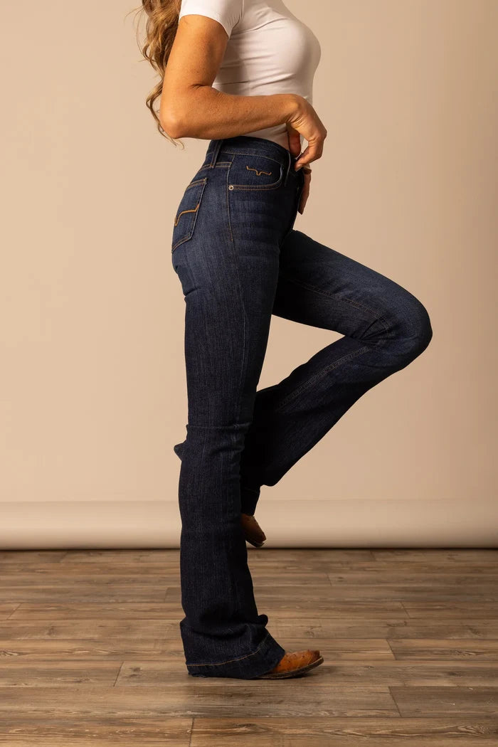 Kimes Ranch Women's Jennifer Blue Ultra High Rise Flare Jean-Painted Cowgirl Western Store