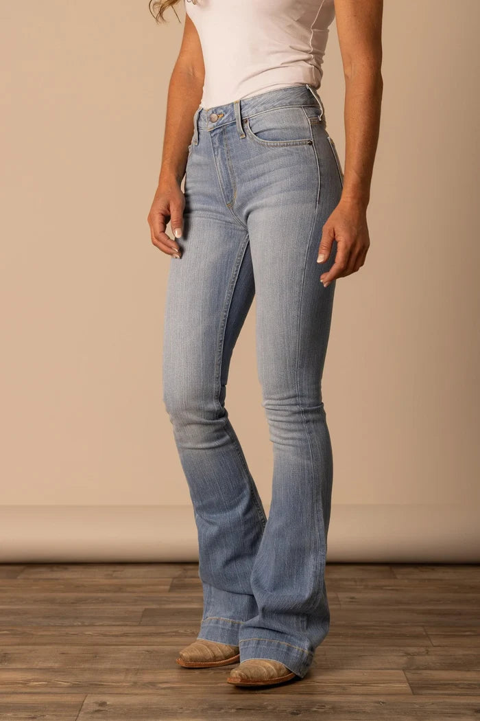 Kimes Ranch Women's Jennifer Light Wash Ultra High Rise Flare Jean