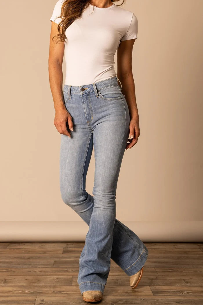 Kimes Ranch Women's Jennifer Light Wash Ultra High Rise Flare Jean