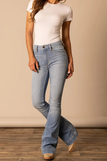 Kimes Ranch Women's Jennifer Light Wash Ultra High Rise Flare Jean