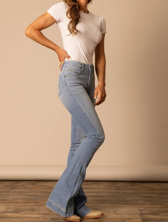 Kimes Ranch Women's Jennifer Light Wash Ultra High Rise Flare Jean