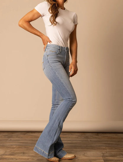 Kimes Ranch Women's Jennifer Light Wash Ultra High Rise Flare Jean
