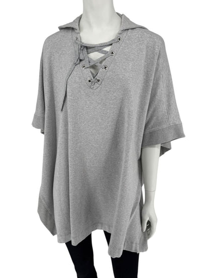 L’Agence Gray Viscose-Silk Hoodie Poncho – One Size
