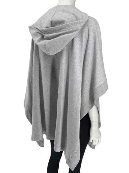 L’Agence Gray Viscose-Silk Hoodie Poncho – One Size