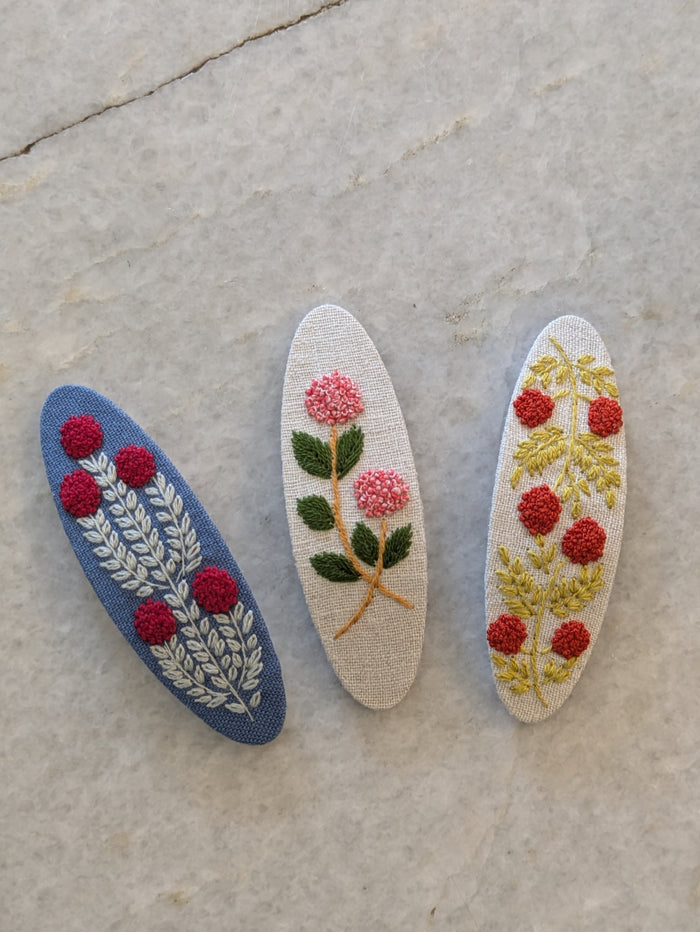 Large Embroidered Hair Clips (Multiple Styles)
