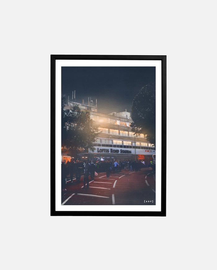 ART OF x QPR Loftus Road by Night Framed Print | Football Wall Art