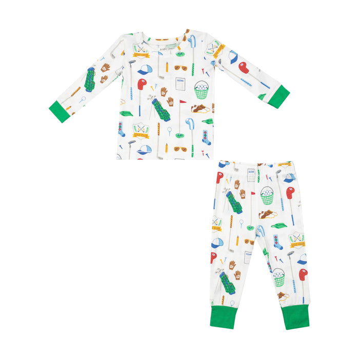 Long-Sleeve Loungewear Set - Golf Club White (5T) - Wee Bee Baby Boutique