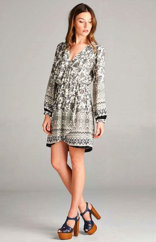 All Out Taupe Floral Wrap Mini Dress
