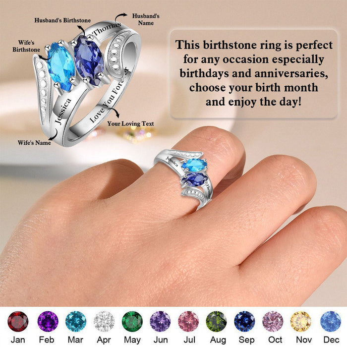 Love You Forever - Personalized Promise Birthstones Ring