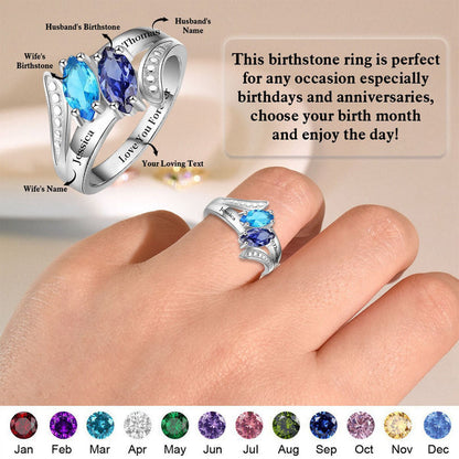 Love You Forever - Personalized Promise Birthstones Ring
