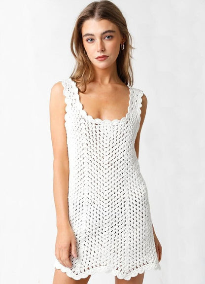 Mahalo White Crochet Cover Up Dress