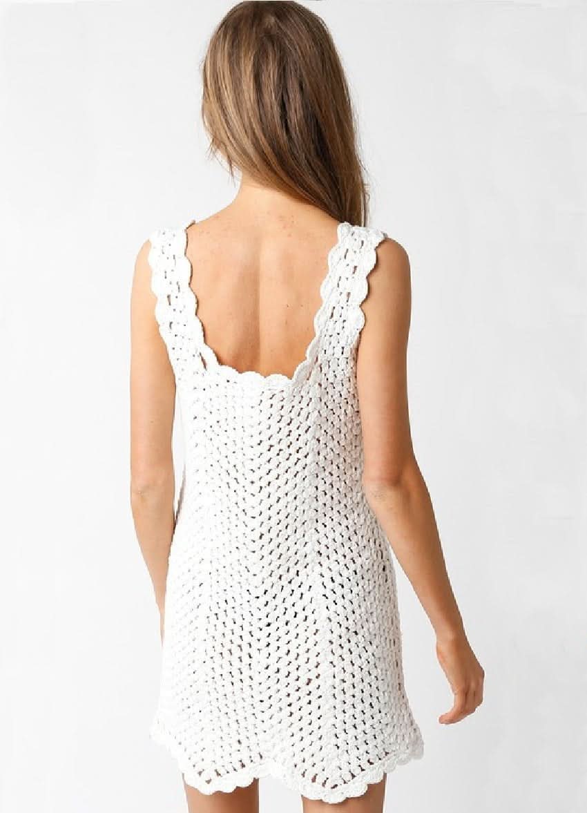 Mahalo White Crochet Cover Up Dress