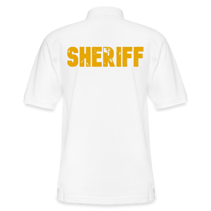Men's Pique Polo Shirt - Sheriff Front and Back - white
