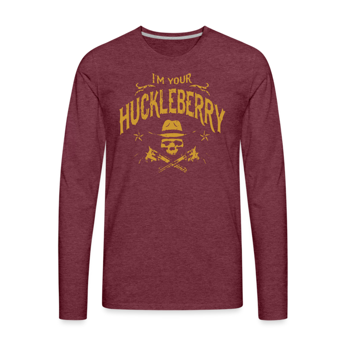 Men's Premium Long Sleeve T-Shirt - I'm your Huckleberry - heather burgundy