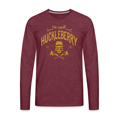 Men's Premium Long Sleeve T-Shirt - I'm your Huckleberry - heather burgundy