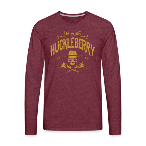 Men's Premium Long Sleeve T-Shirt - I'm your Huckleberry - heather burgundy
