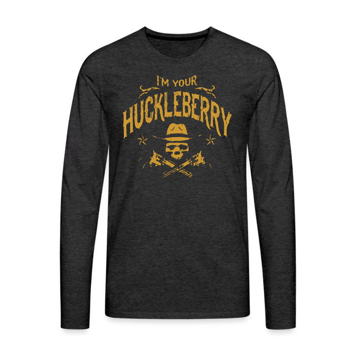 Men's Premium Long Sleeve T-Shirt - I'm your Huckleberry - charcoal grey