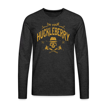 Men's Premium Long Sleeve T-Shirt - I'm your Huckleberry - charcoal grey