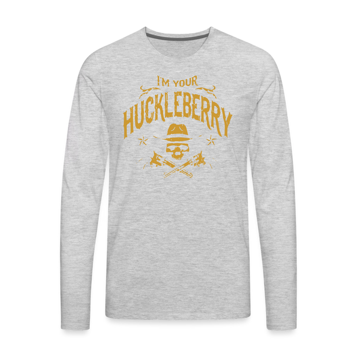 Men's Premium Long Sleeve T-Shirt - I'm your Huckleberry - heather gray