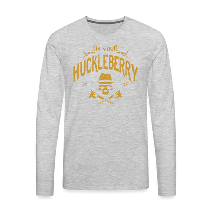 Men's Premium Long Sleeve T-Shirt - I'm your Huckleberry - heather gray