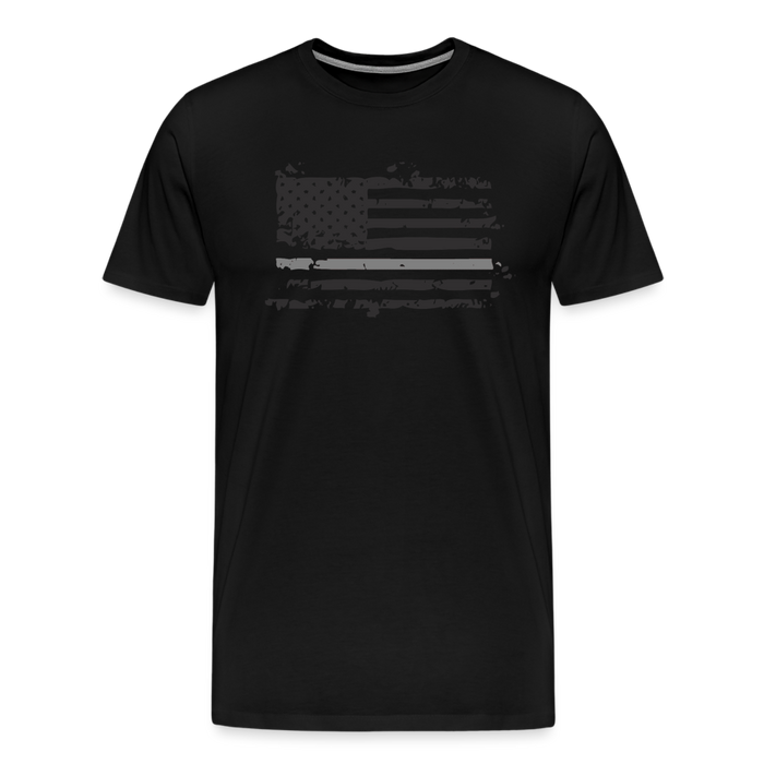 Men's Premium T-Shirt - Distressed Silver Line Flag - black