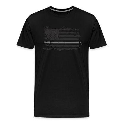 Men's Premium T-Shirt - Distressed Silver Line Flag - black