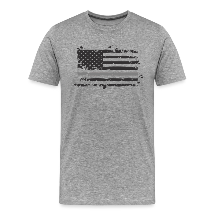 Men's Premium T-Shirt - Distressed Silver Line Flag - heather gray