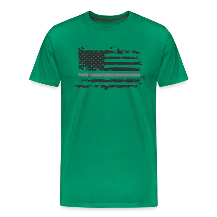 Men's Premium T-Shirt - Distressed Silver Line Flag - kelly green