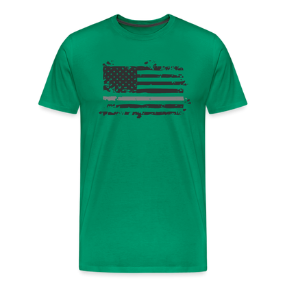 Men's Premium T-Shirt - Distressed Silver Line Flag - kelly green