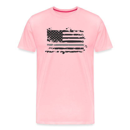 Men's Premium T-Shirt - Distressed Silver Line Flag - pink