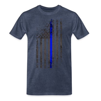 Men's Premium T-Shirt -  Thin Blue Line Distressed Vertical Flag - heather blue