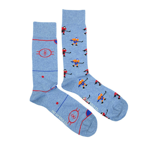 Men’s Socks | Hockey Player & Rink | Sports | Fun Socks: Men's 7 - 12 - Pine & Moss