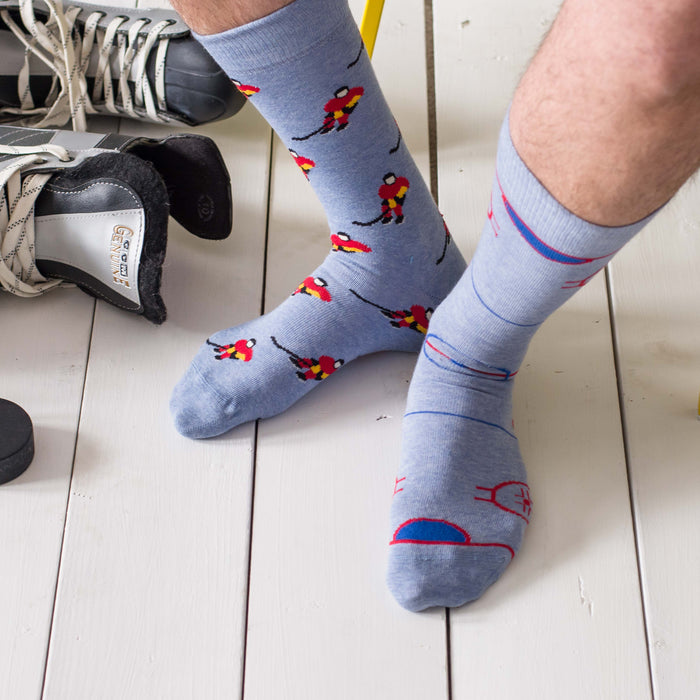 Men’s Socks | Hockey Player & Rink | Sports | Fun Socks: Men's 7 - 12 - Pine & Moss