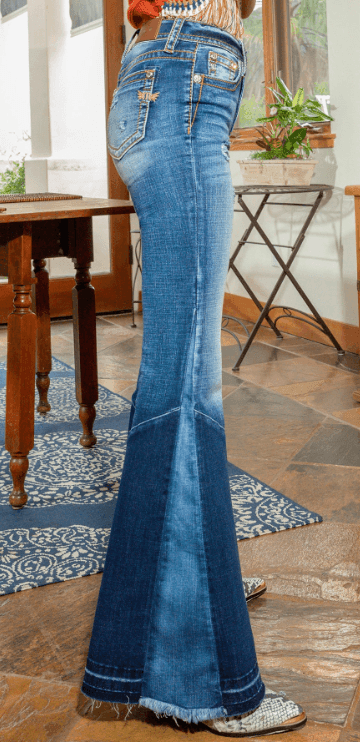 Miss Me Women's Patched Denim High Rise Flare Jeans H3636SF74