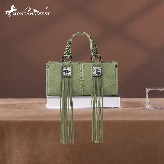 Montana West Green Western Fringe Concho Mini Crossbody Purse Bag MW1351-888 GRN