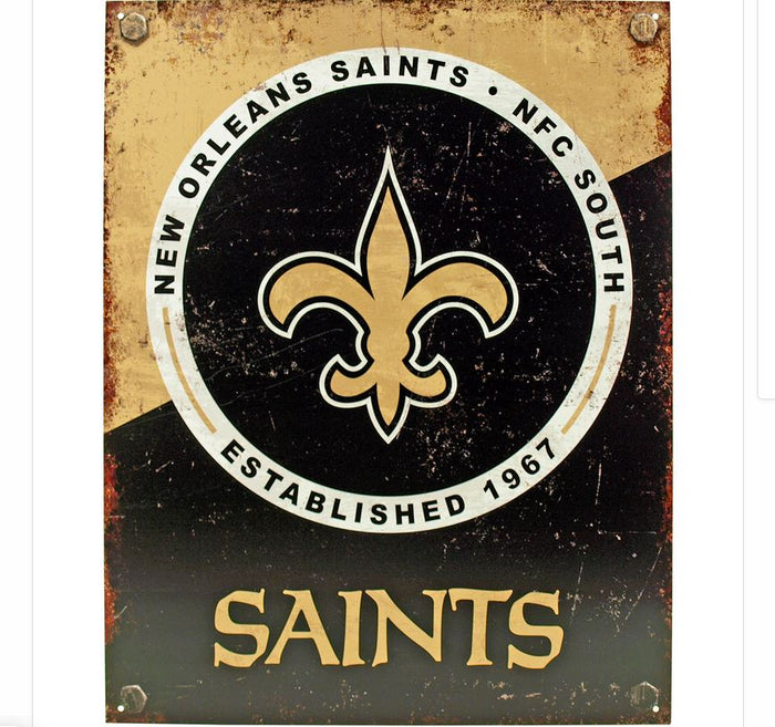 New Orleans Saints NFL 16x12.5 Tin Sign Distressed Metal Wall Decor