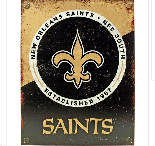 New Orleans Saints NFL 16x12.5 Tin Sign Distressed Metal Wall Decor