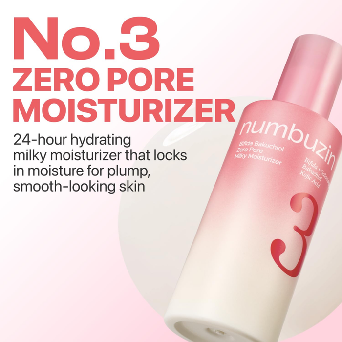NUMBUZIN No.3 Bifida Bakuchiol Zero Pore Milky Moisturizer Nudie Glow Australia