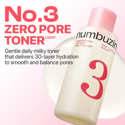 NUMBUZIN No.3 Bifida Bakuchiol Zero Pore Milky Toner Light Nudie Glow Australia