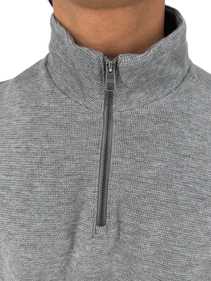 NWT BOSS Hugo Boss Gray Merino Wool Quarter Zip Sweater Mens L Regular Fit