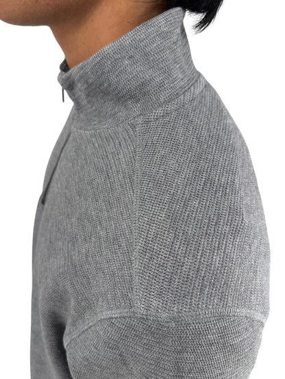 NWT BOSS Hugo Boss Gray Merino Wool Quarter Zip Sweater Mens L Regular Fit