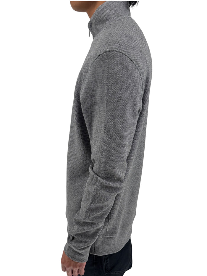 NWT BOSS Hugo Boss Gray Merino Wool Quarter Zip Sweater Mens L Regular Fit