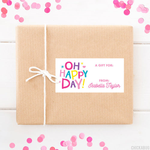 "Oh Happy Day!" Pink Gift Labels