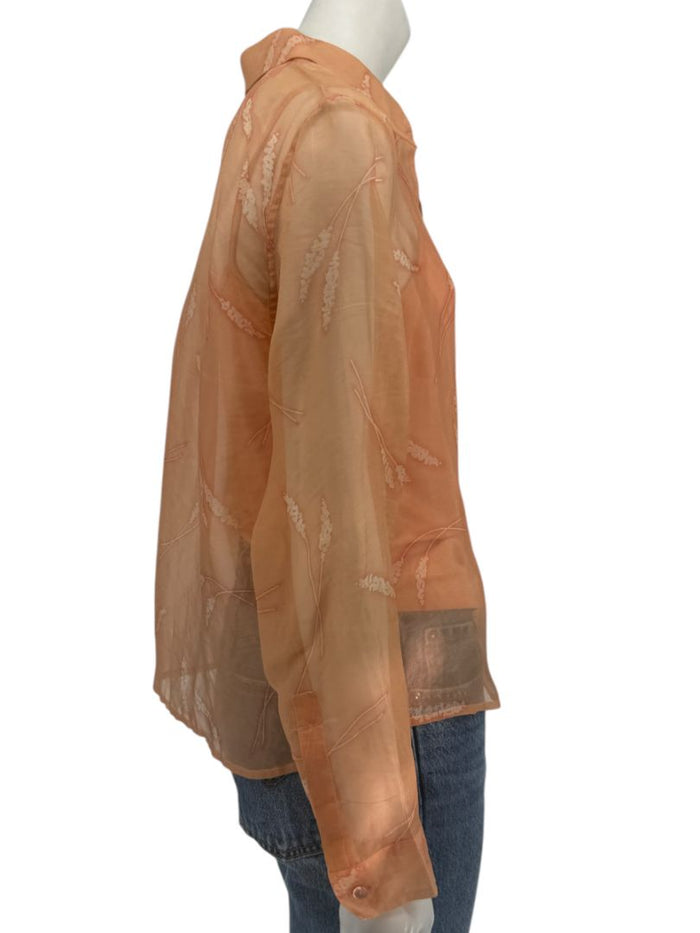 Oscar de la Renta Silk Sheer Blouse & Coordinating Camisole Set – Size 14