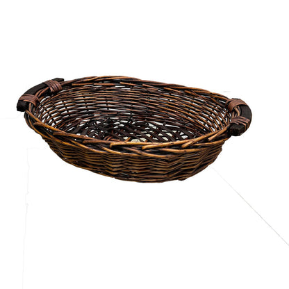 Oval Willow Tray Dark Brown Finish- 12” - Pine & Moss
