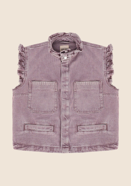 Lilac denim vest.