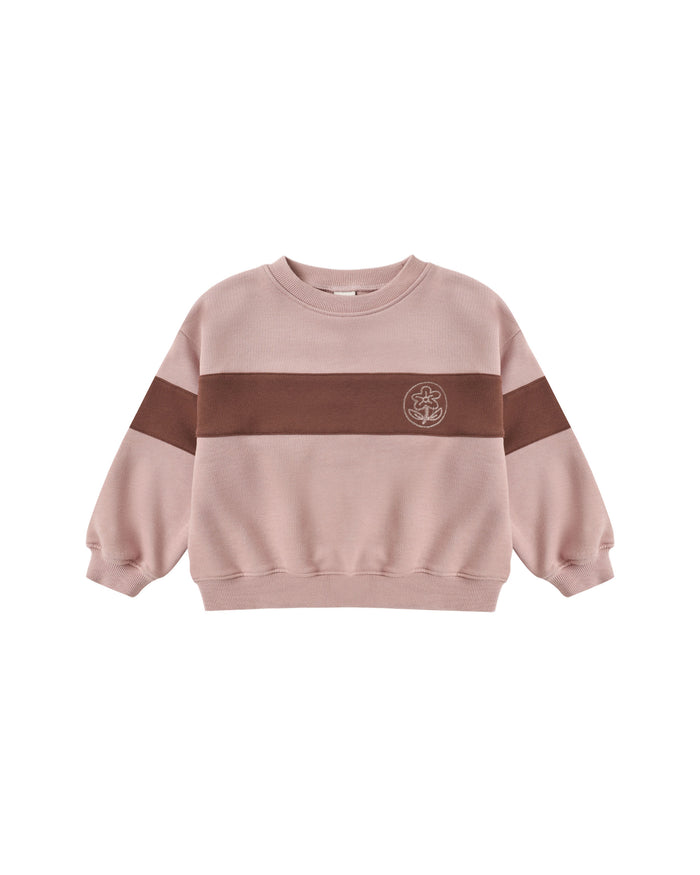 Panel Stripe Sweatshirt || Rosewood - Wee Bee Baby Boutique