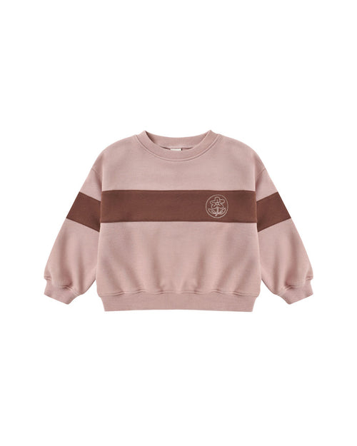 Panel Stripe Sweatshirt || Rosewood - Wee Bee Baby Boutique