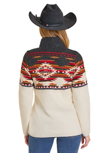 Panhandle Slim Women's Black Aztec 1/4 Zip Berber Pullover DW91C06863